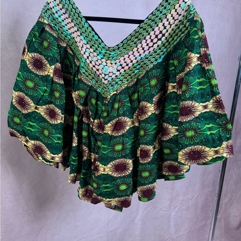 Floral Green and Gold Women's Top